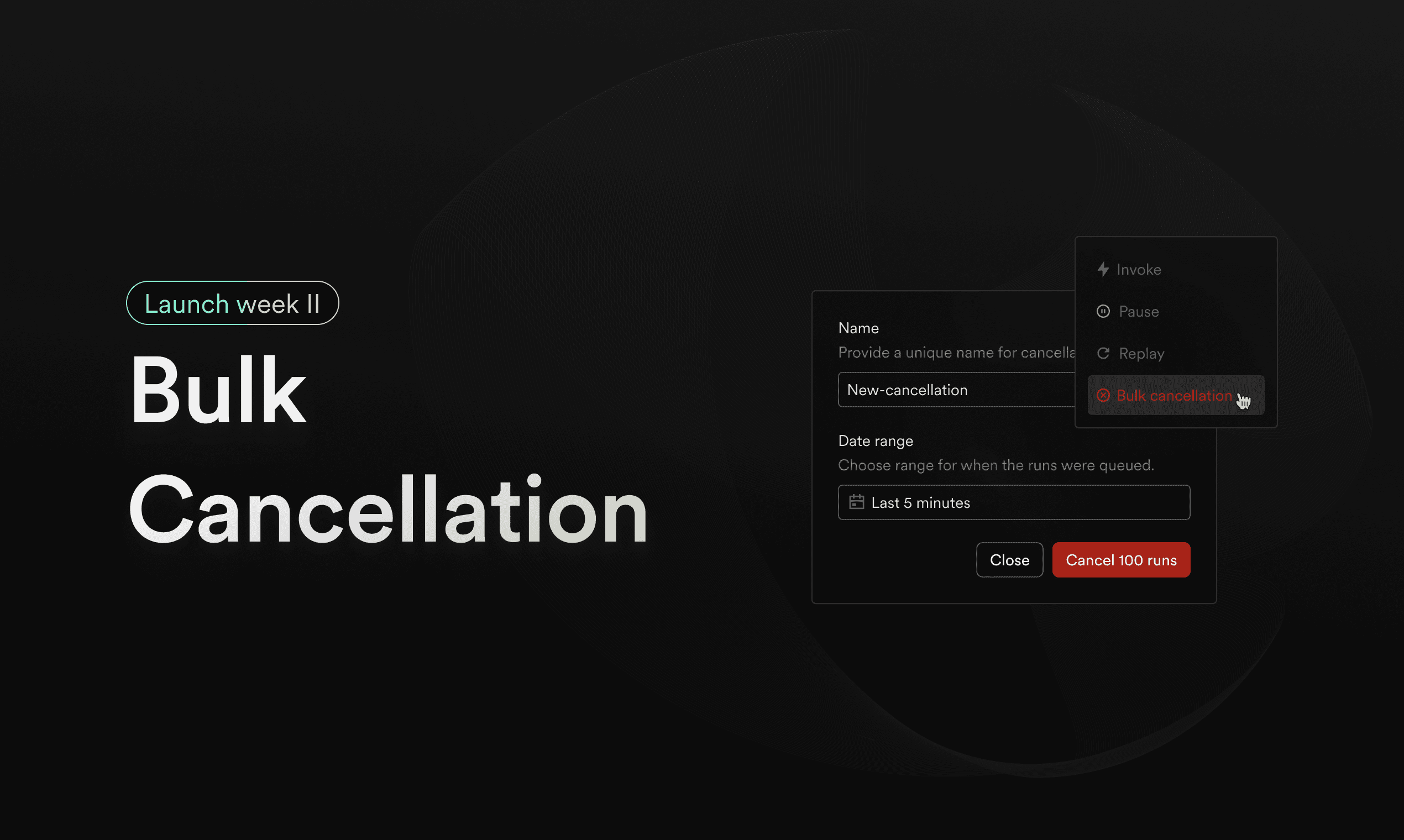 Featured image for Bulk cancellation UI: the latest addition to Inngest's recovery tool suite blog post